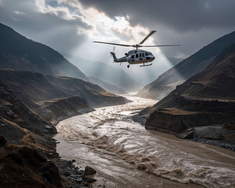 Search Helicopter over Nepal Floods