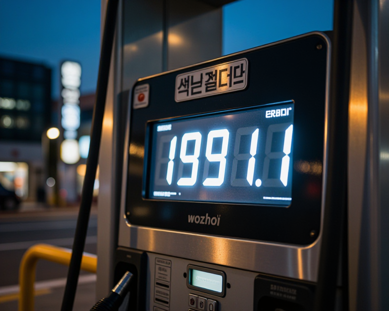 Digital Fuel Price Display at Korean Gas Station
